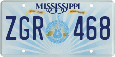 MS license plate ZGR468