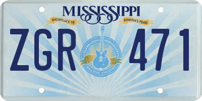 MS license plate ZGR471