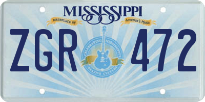 MS license plate ZGR472