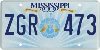 MS license plate ZGR473