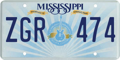 MS license plate ZGR474