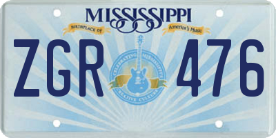 MS license plate ZGR476