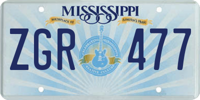 MS license plate ZGR477