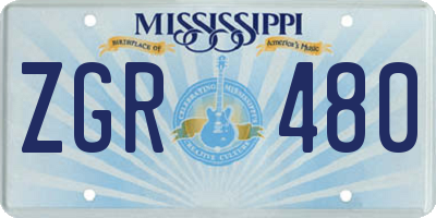 MS license plate ZGR480
