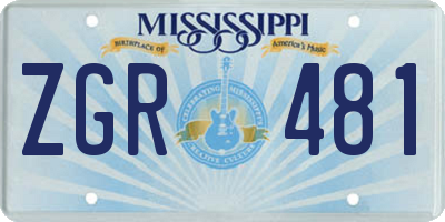 MS license plate ZGR481