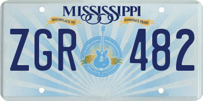MS license plate ZGR482