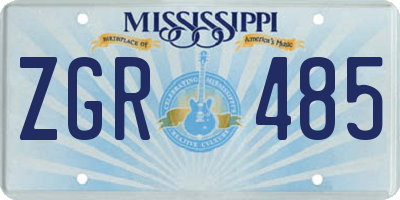 MS license plate ZGR485