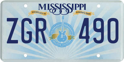MS license plate ZGR490