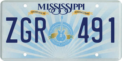 MS license plate ZGR491