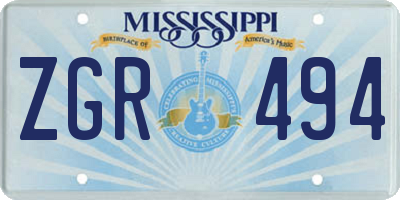 MS license plate ZGR494