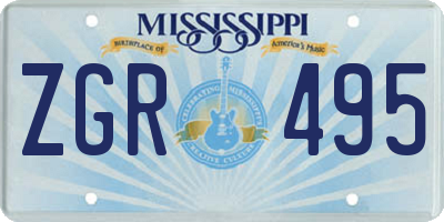 MS license plate ZGR495