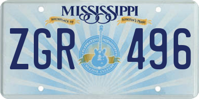 MS license plate ZGR496