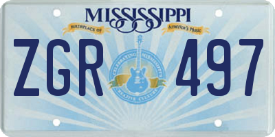 MS license plate ZGR497
