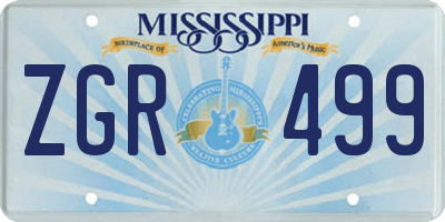 MS license plate ZGR499
