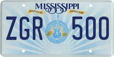 MS license plate ZGR500