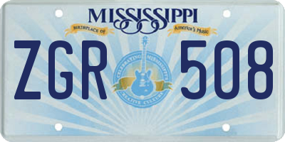 MS license plate ZGR508