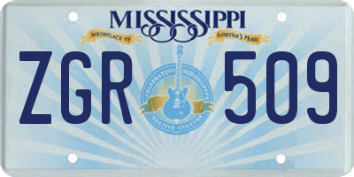 MS license plate ZGR509