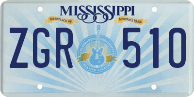 MS license plate ZGR510