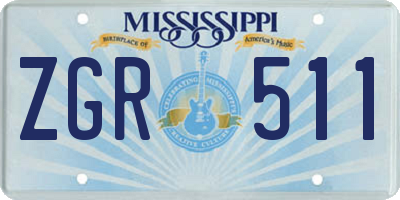 MS license plate ZGR511