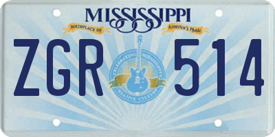 MS license plate ZGR514