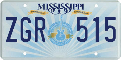 MS license plate ZGR515