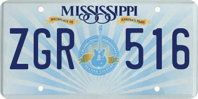 MS license plate ZGR516