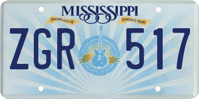 MS license plate ZGR517