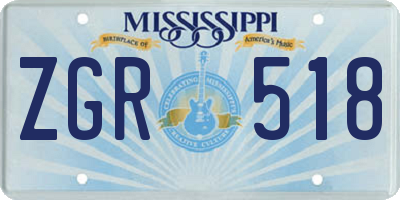 MS license plate ZGR518