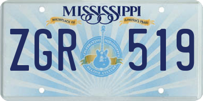 MS license plate ZGR519