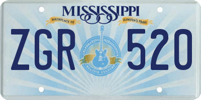 MS license plate ZGR520