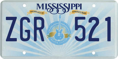MS license plate ZGR521