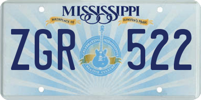 MS license plate ZGR522
