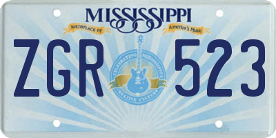 MS license plate ZGR523