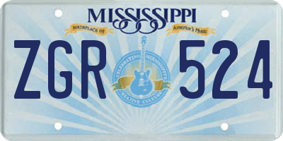 MS license plate ZGR524