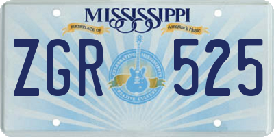 MS license plate ZGR525