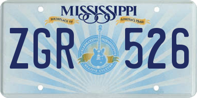 MS license plate ZGR526