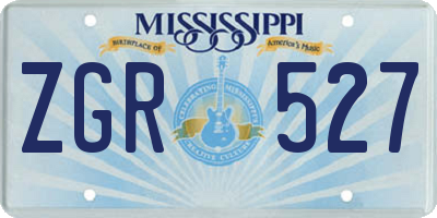 MS license plate ZGR527