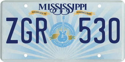 MS license plate ZGR530