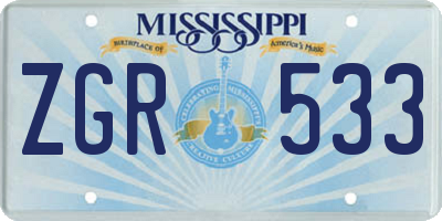 MS license plate ZGR533