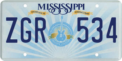 MS license plate ZGR534