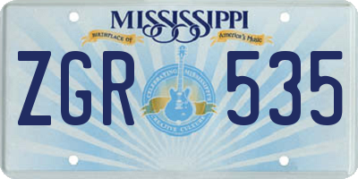 MS license plate ZGR535