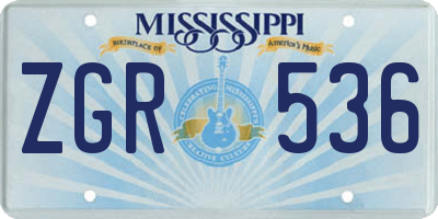 MS license plate ZGR536