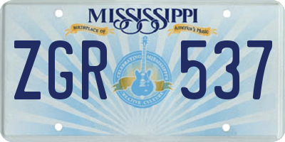 MS license plate ZGR537