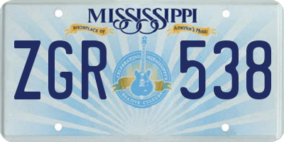 MS license plate ZGR538