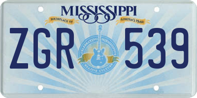 MS license plate ZGR539