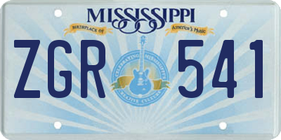 MS license plate ZGR541
