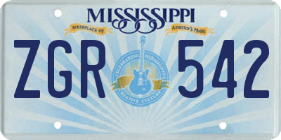 MS license plate ZGR542