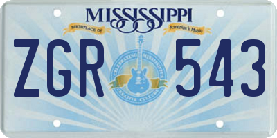 MS license plate ZGR543