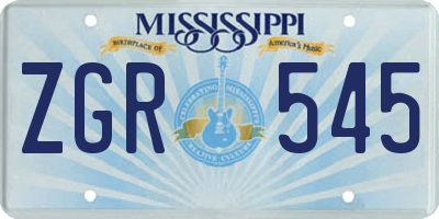 MS license plate ZGR545