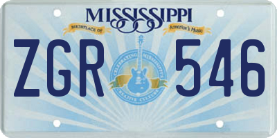 MS license plate ZGR546